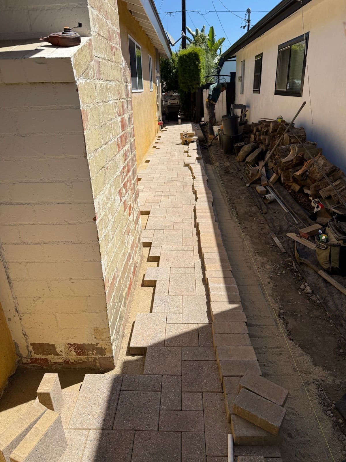 Elegant Side Yard Paver Transformation image