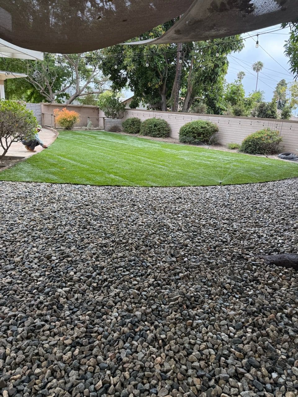 Gallery photos for Backyard Upgrade with Sod, Gravel, Irrigation and a Flagstone Border: Image #1